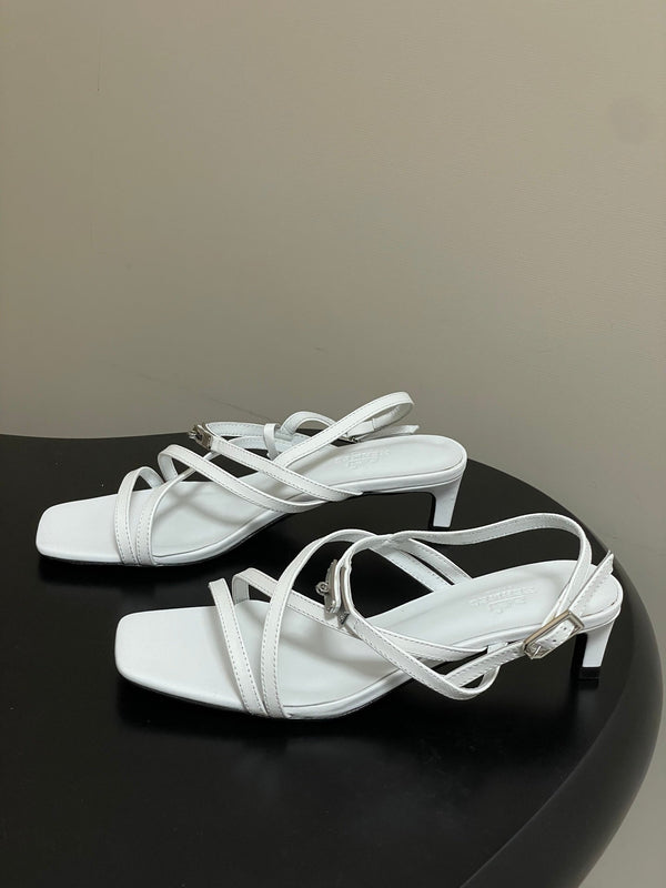 HM Muse Sandal 40 White in Calfskin 593822
