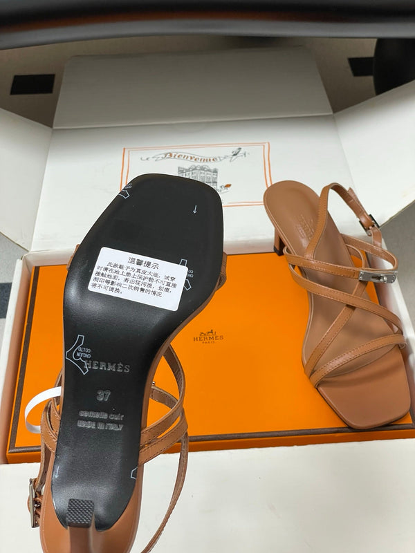HM Muse Sandal 70 Brown in Calfskin 593817