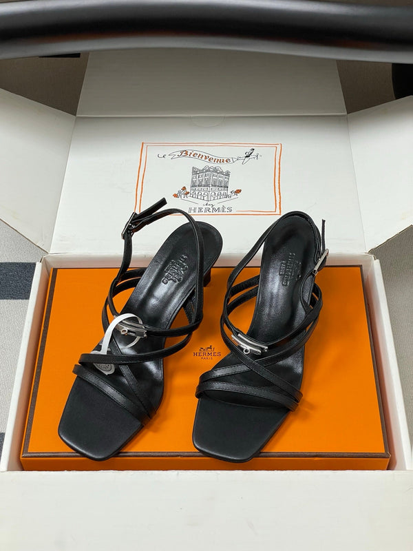 HM Muse Sandal 70 Black in Calfskin 593816