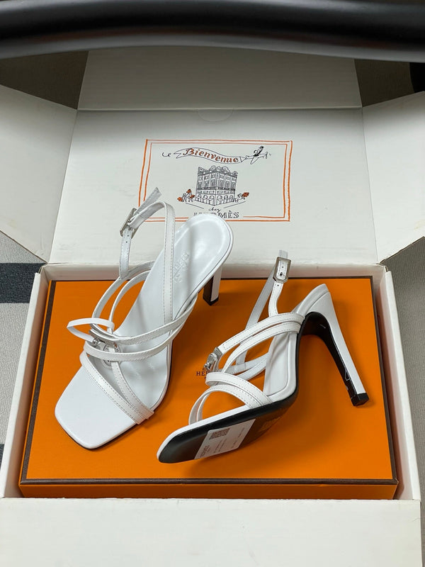 HM Muse Sandal 100 White in Calfskin 593814