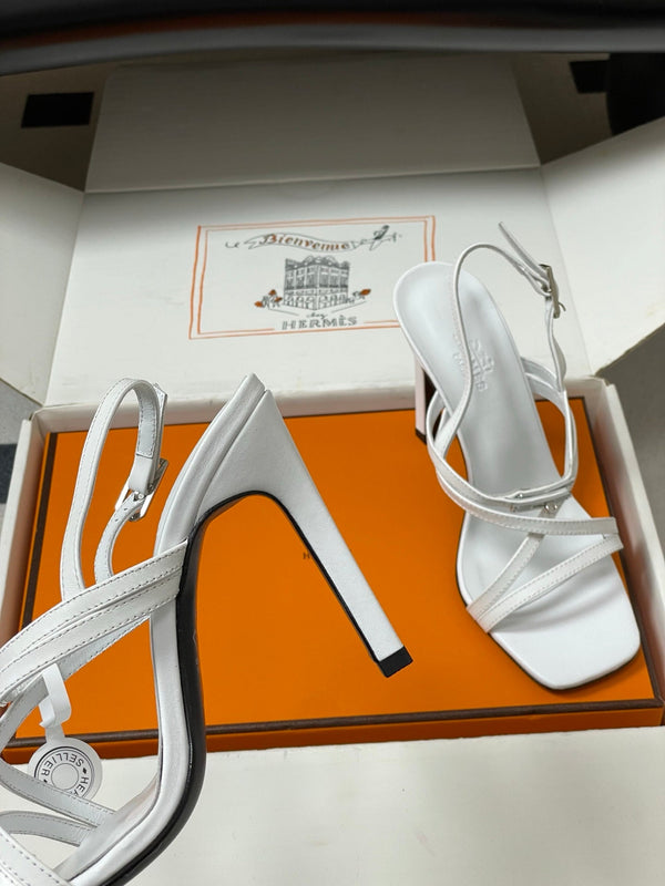 HM Muse Sandal 100 White in Calfskin 593814