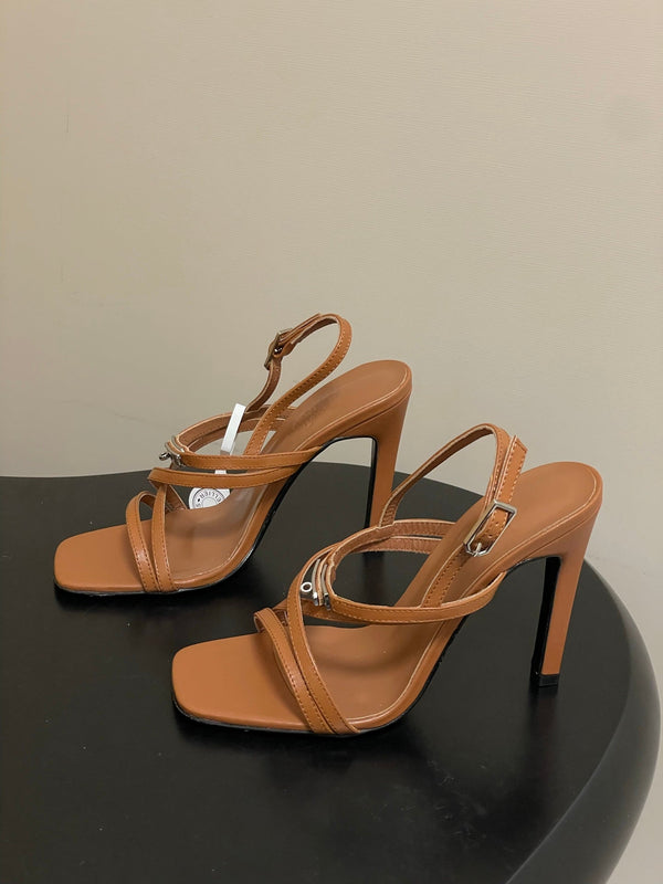 HM Muse Sandal 100 Brown in Calfskin 593813