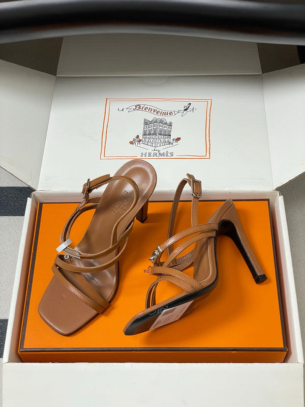 HM Muse Sandal 100 Brown in Calfskin 593813