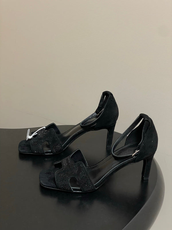HM Joy Sandal 70 Black in Suede 593806