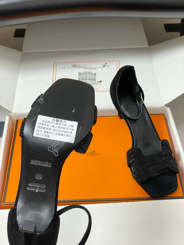 HM Joy Sandal 70 Black in Suede 593806