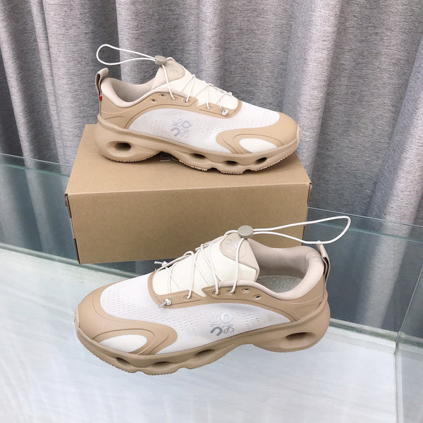 Loewe x on Angpao Couple Running Sneakers Light Brown White Nylon Calfskin 597425