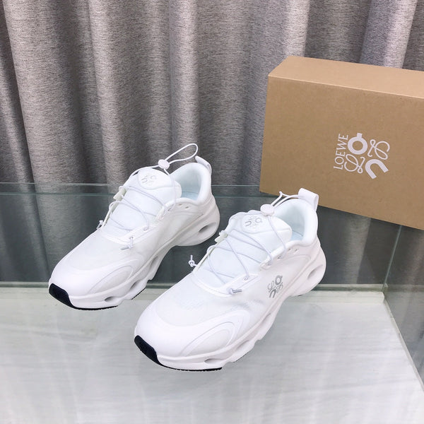 Loewe x on Angpao Couple Running Sneakers White Nylon Calfskin 597424
