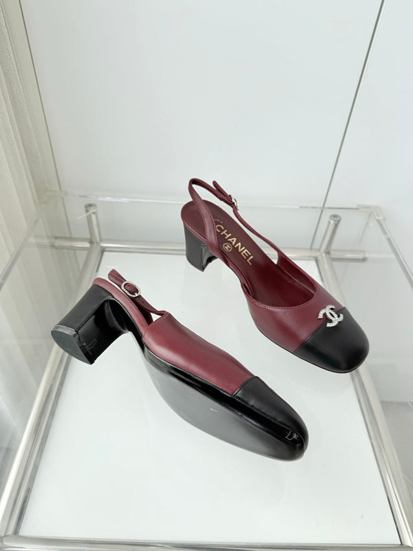 Chanel 26 High Heels Burgundy Black 50 in Lambskin 597331