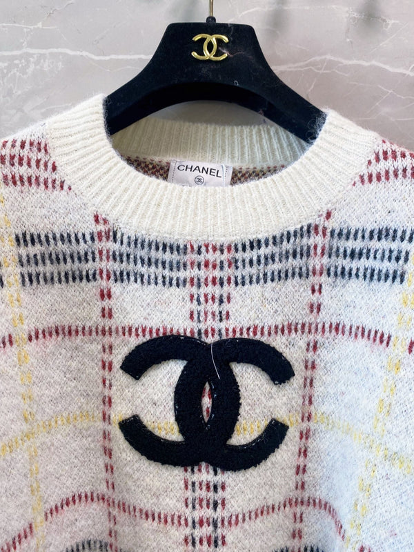 Chanel Beijing 25 Two-Tone Long-Sleeve Shirt White Colorful in Wool 99240