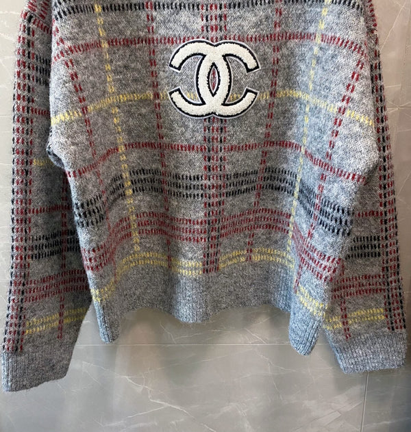 Chanel Beijing 25 Two-Tone Long-Sleeve Shirt Gray Colorful in Wool 00240