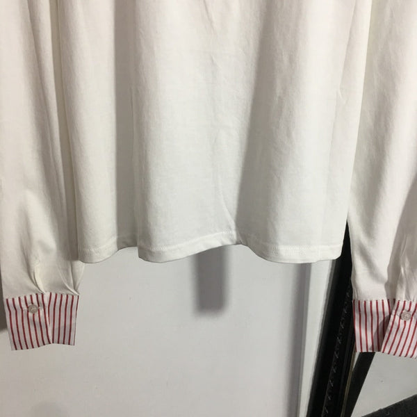 Chanel  Striped Color Block Pocket Crew Neck Long Sleeve T-Shirt