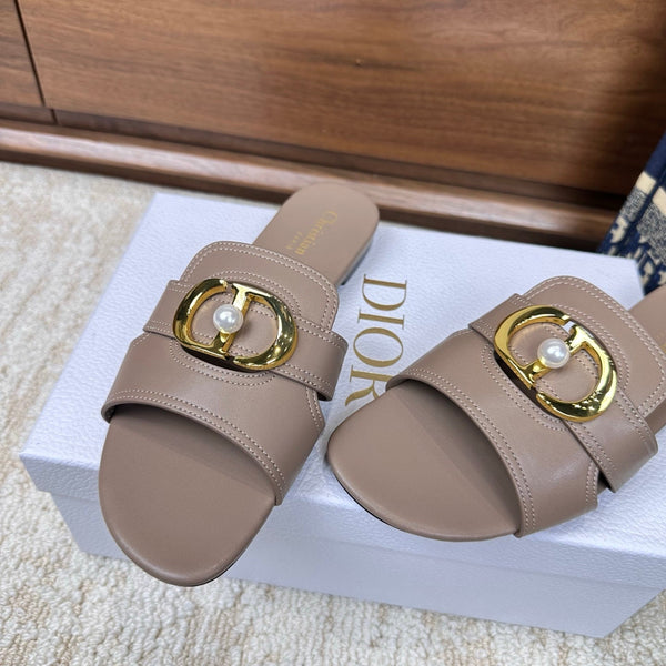 CD Montaigne Sandals Taupe in Calfskin 598171