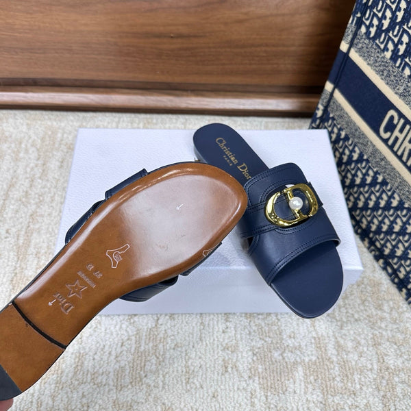 CD Montaigne Sandals Dark Blue in Calfskin 598169