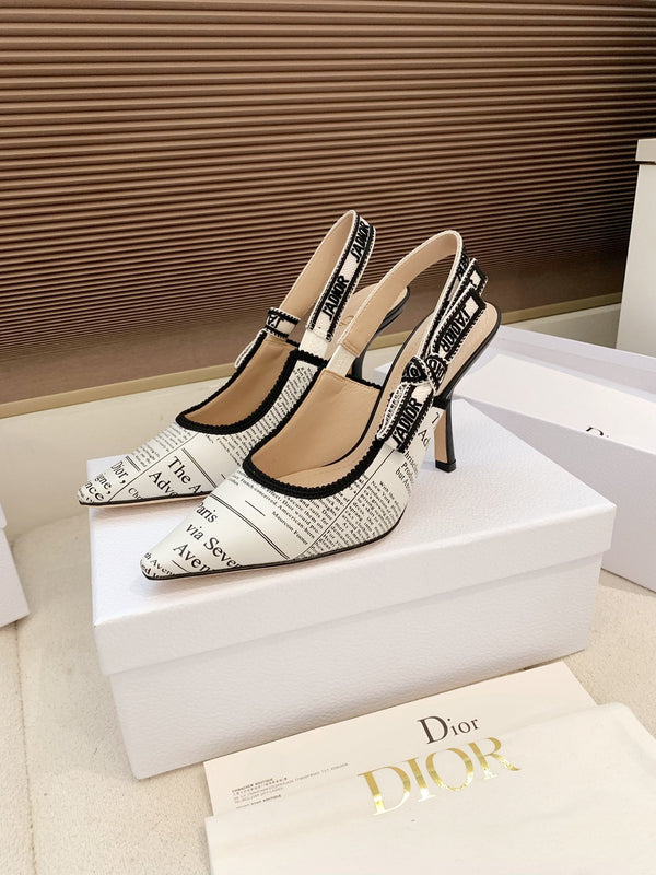 CD J'Adior Strappy Open Back Sandals 95 White in Sheepskin 598122