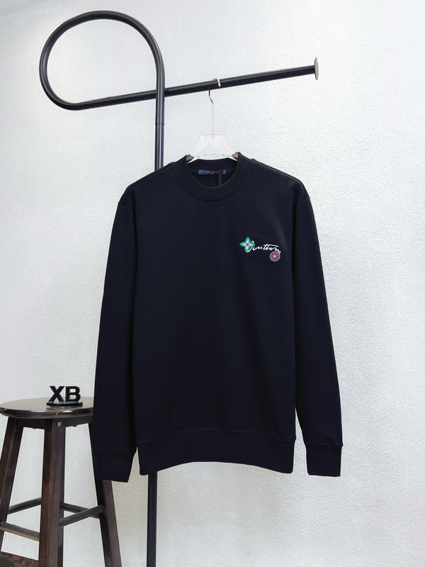 LV Crew Neck Sweatshirt with Signature Floral Embroidery 493381