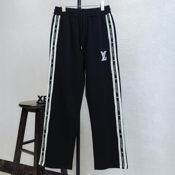 LV Straight Leg Pants with Small Logo Embroidery and Side Webbing 493365