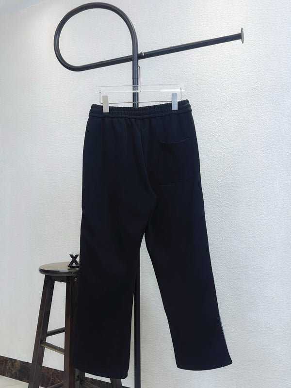 LV Straight Leg Pants with Small Logo Embroidery and Side Webbing 493365