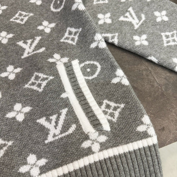 LV All-over Monogram Stand Collar Wool Knit Sweater 493348