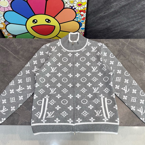 LV All-over Monogram Stand Collar Wool Knit Sweater 493348