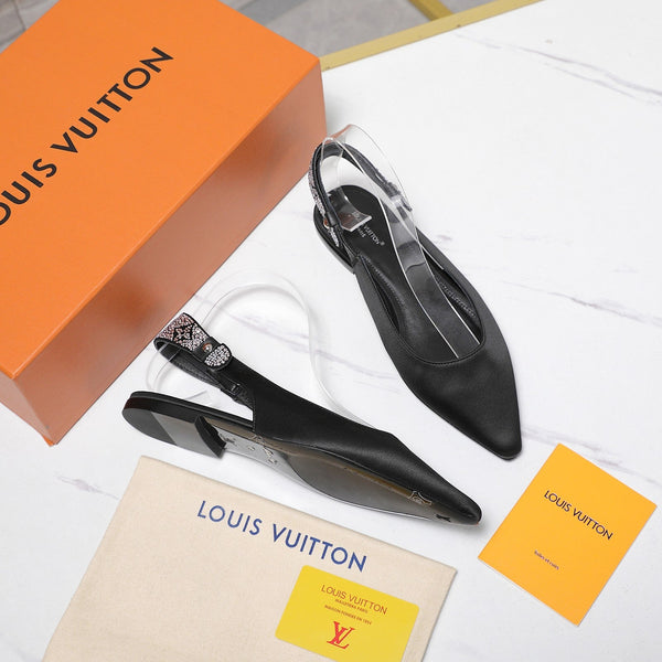 LV 26ss Legacy Slingback Flats Black in Cowhide 600639