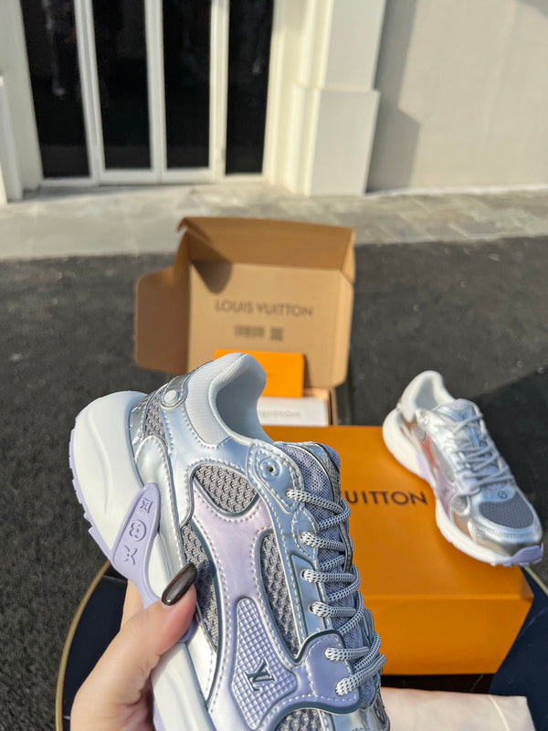 LV 26 Olympia Sneaker Purple Silver Metallic in Fabric Mesh 600741
