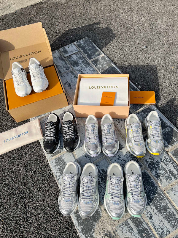 LV 26 Olympia Sneaker White Silver Metallic in Fabric Mesh 600745