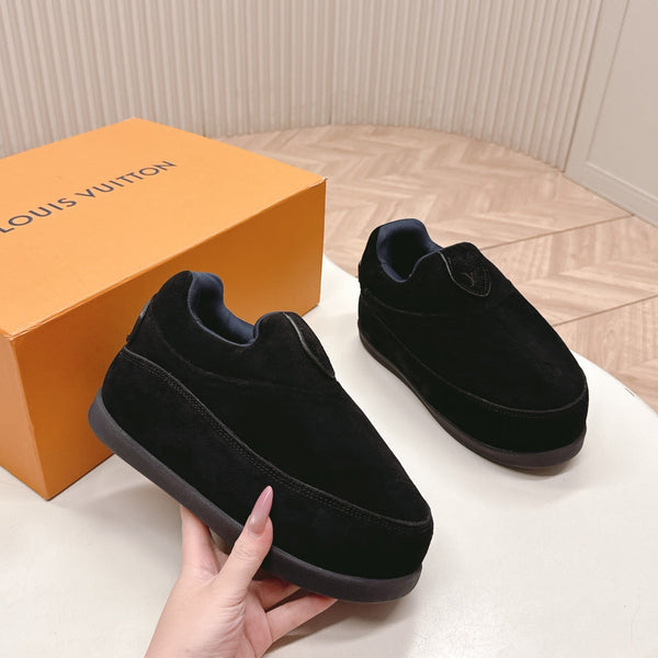 LV x Nigo Collaboration Yeti Sneakers Black in Suede Cowhide Leather 600792