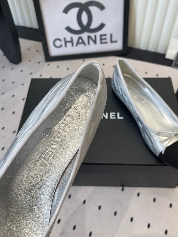 CC Ballet Flats Silver in Sheepskin 611692
