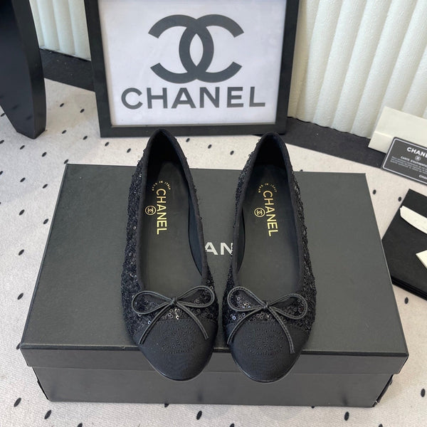 CC Ballet Flats Black in Sequined Sheepskin 611691