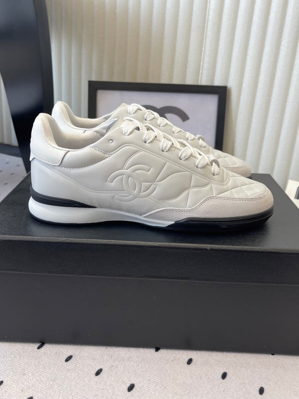 Chanel Coco Baseball Shoes White in Cowhide 611674