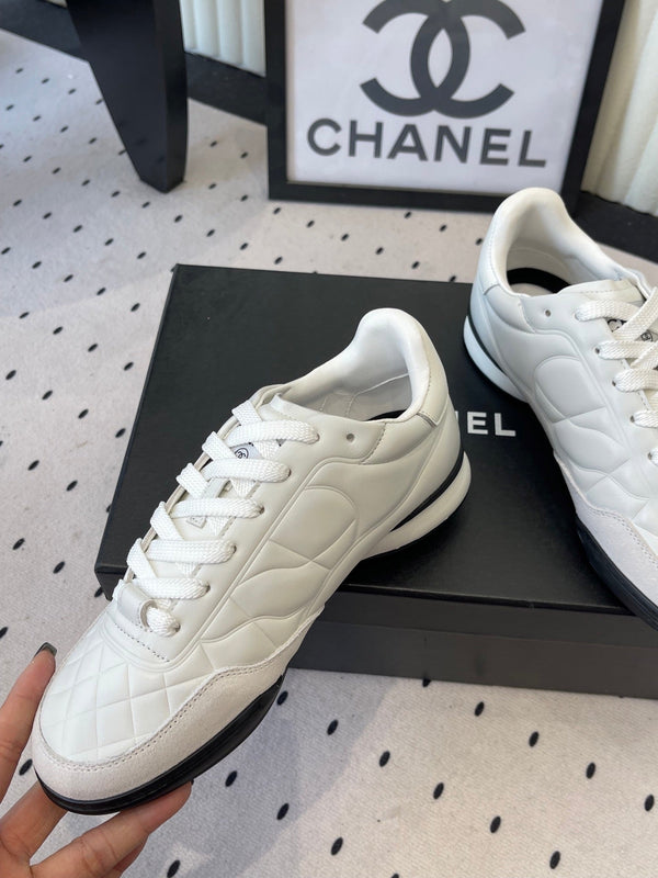 Chanel Coco Baseball Shoes White in Cowhide 611674