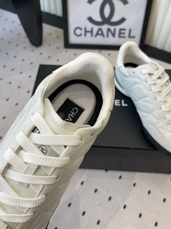 Chanel Coco Baseball Shoes White in Cowhide 611674