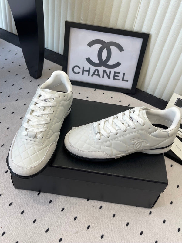 Chanel Coco Baseball Shoes White in Cowhide 611674