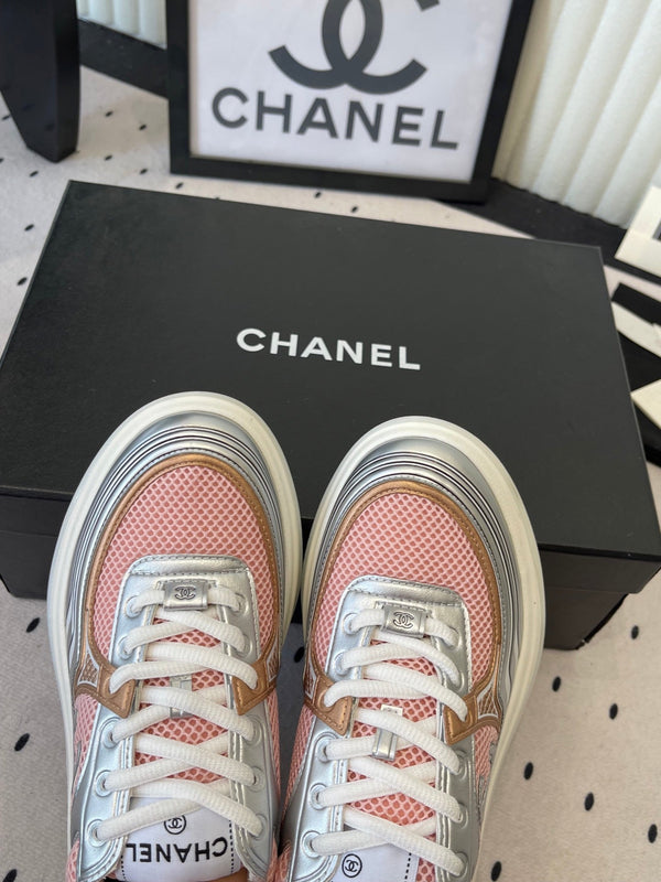 CC Sneaker Pink Silver Metallic in Cowhide 611668