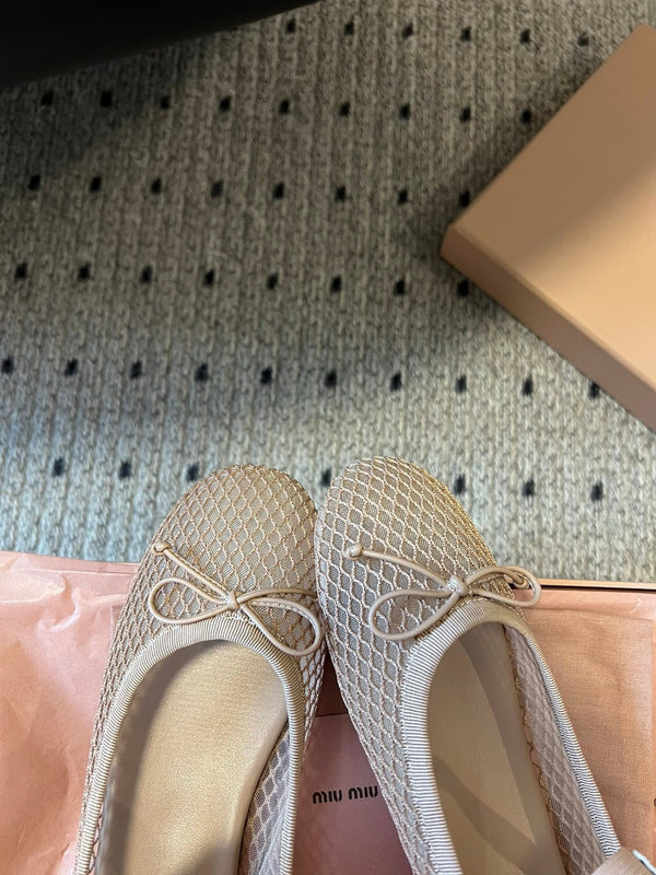 Miu Miu 26SS Ballet Flats Beige in Mesh 614701