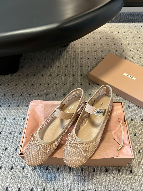 Miu Miu 26SS Ballet Flats Beige in Mesh 614701