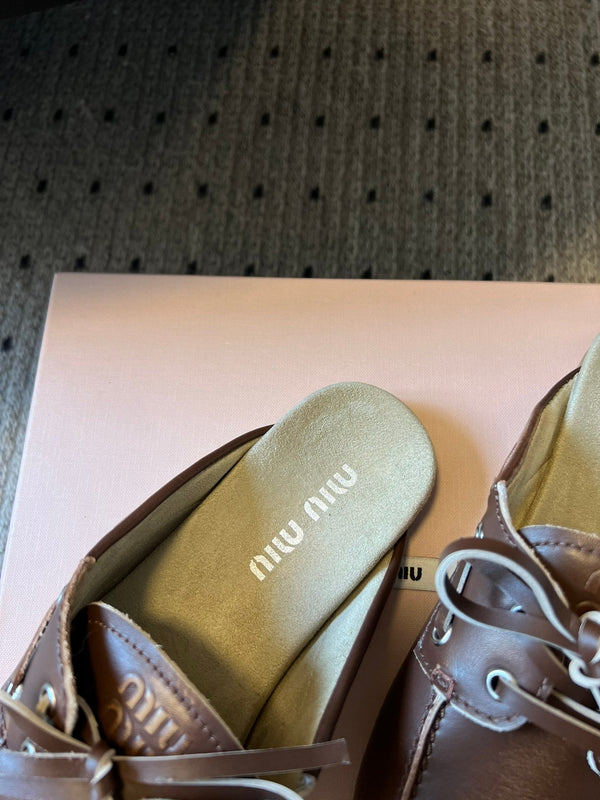 Miu Miu 26SS Mules Dark Brown in Cowhide 614560