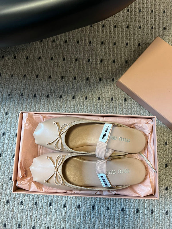 Miu Miu 26 Ballet Flats Beige in Silk 614468