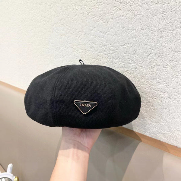 Prada Beret Pumpkin Style Women's Black in Canvas 125791
