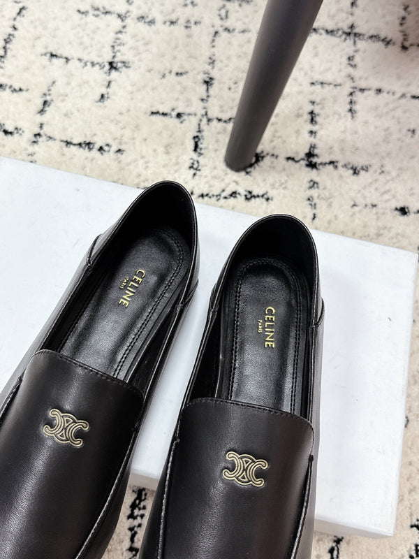 Celine 26 Aura Triomphe Loafer Black in Lambskin 631123