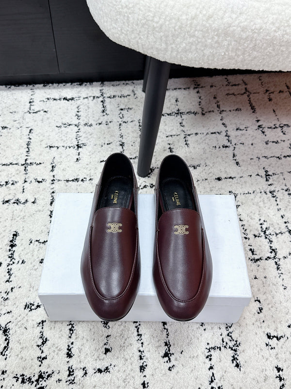 Celine 26 Aura Triomphe Loafer Burgundy in Lambskin 631124