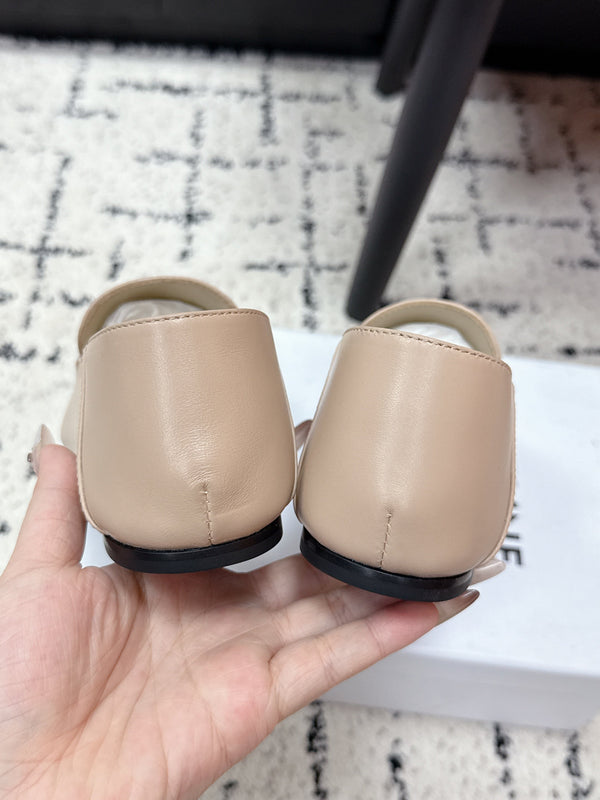Celine 26 Aura Triomphe Loafer Light Beige in Lambskin 631125