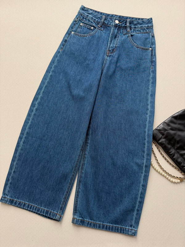 Celine 26ss High-Waisted Straight-Leg Blue Jeans