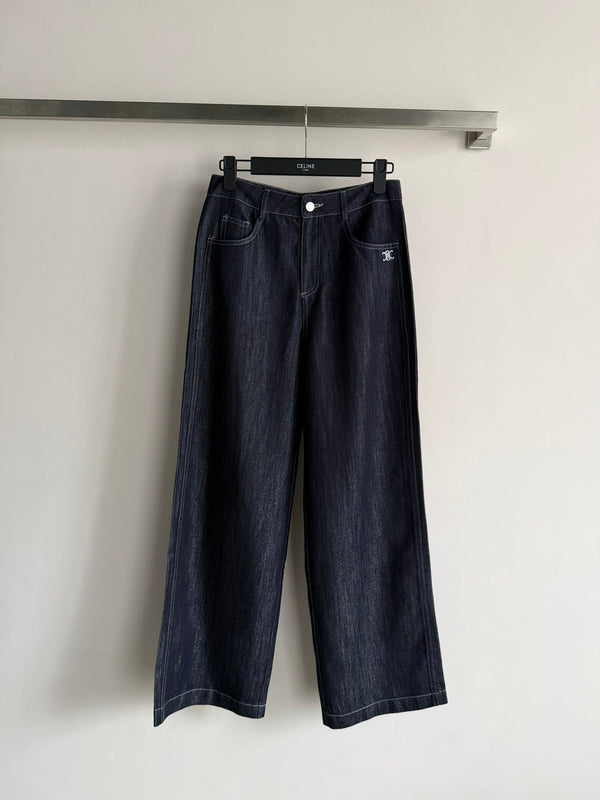 Celine 26SS Straight-leg Jeans Navy Blue in Denim