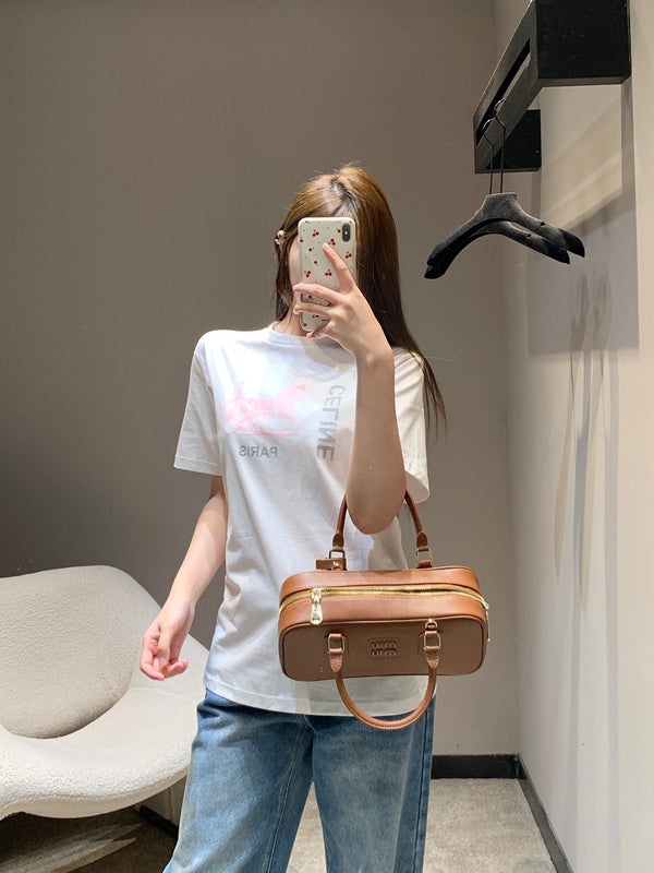 Celine 26SS Horse Carriage Print Crew Neck Short Sleeve T-Shirt White in Cotton 839795