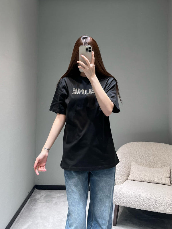 Celine 26SS Short-Sleeve T-Shirt Black in Cotton 811666