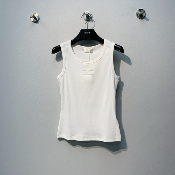 Celine 26SS Embroidered Vest White in Cotton 106791
