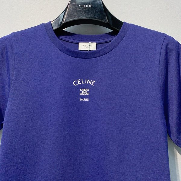 Celine 26SS  Blue Short-Sleeve T-Shirt in Cotton 101586