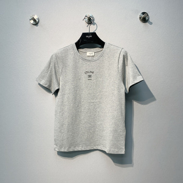 Celine 26SS  Gray Short-Sleeve T-Shirt in Cotton 101584