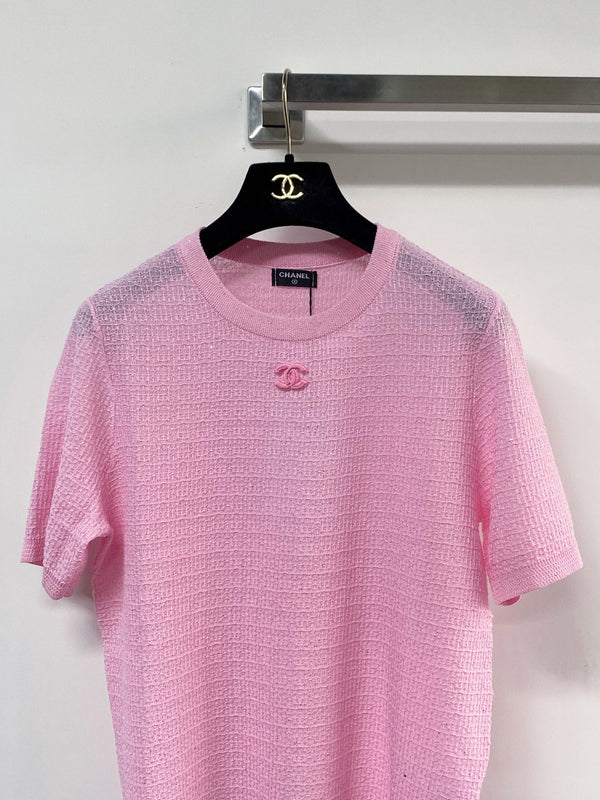 Chanel Short-Sleeve T-Shirt Pink in Tencel 125448